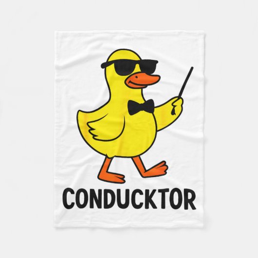 Conducktor Funny Duck Music Pun Orchestra Design  フリースブランケット (正面)
