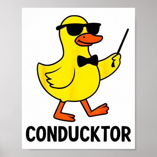 Conducktor Funny Duck Music Pun Orchestra Design ポスター (正面)