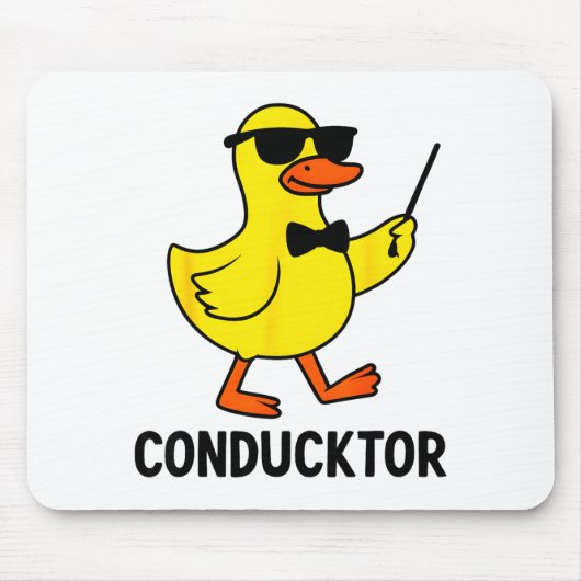 Conducktor Funny Duck Music Pun Orchestra Design マウスパッド (正面)