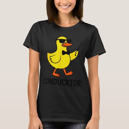 Conducktor Funny Duck Music Pun Orchestra Design  Tシャツ (正面)
