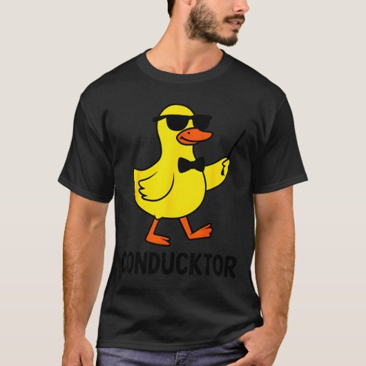 Conducktor Funny Duck Music Pun Orchestra Design  Tシャツ (正面)