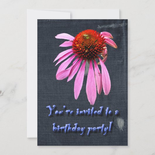 Coneflower on Denim Birthday Party招待 招待状 (正面)