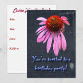 Coneflower on Denim Birthday Party招待 招待状 (正面/裏面)