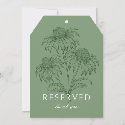 Coneflower Sage Greenの結婚予約カードのサイン (正面)