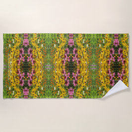 Coneflowersは、注目されたSusansのEchinaceaを黒くします ビーチタオル