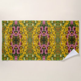 Coneflowersは、注目されたSusansのEchinaceaを黒くします ビーチタオル