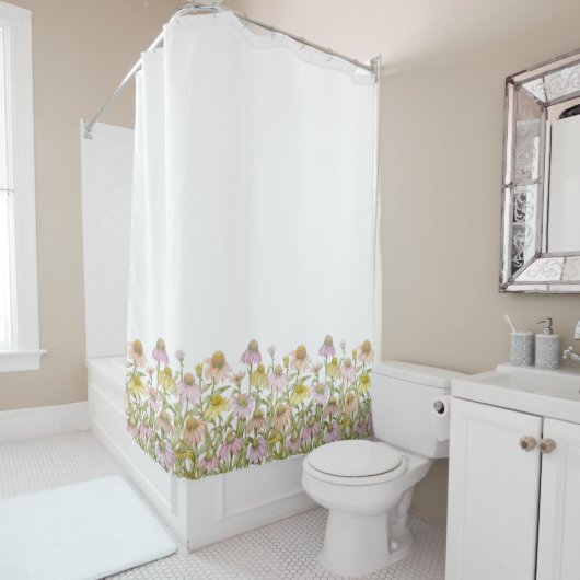 Coneflowers水彩植物芸術シャワーカータイ シャワーカーテン (インサイチュ)