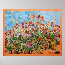 Coneflowers Painting  / Artist Larry Lerew ポスター