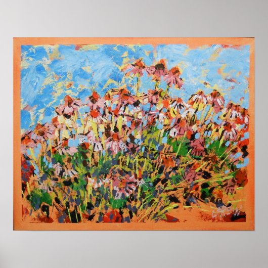 Coneflowers Painting  / Artist Larry Lerew ポスター (正面)