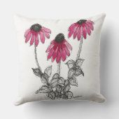 Coneflowers Watercolor and Ink クッション (裏面)