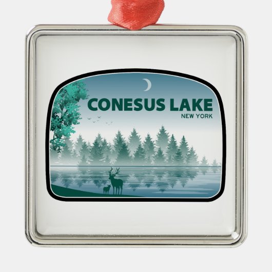 Conesus Lake New York Deer メタルオーナメント (正面)