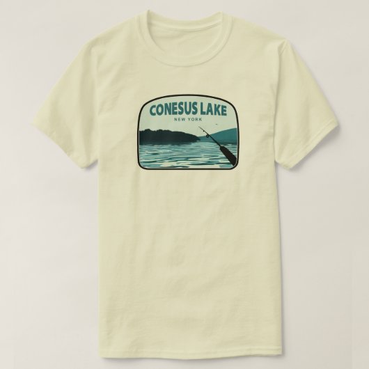 Conesus Lake New York Fishing Rod Tシャツ (デザイン正面)