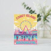 Coney Island Brooklyn Retro Poster ポストカード (スタンド正面)