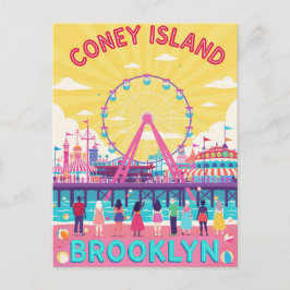 Coney Island Brooklyn Retro Poster ポストカード