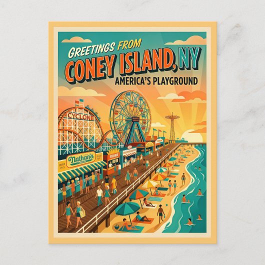 Coney Island NY Americas Playground ポストカード (正面)