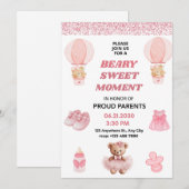 CONFETTI, BEARY SWEET MOMENT GIRL 5X7 BABY SHOWER 招待状 (正面/裏面)