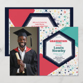 🎓Confetti Burst Single‑Photo 招待状 (正面/裏面)