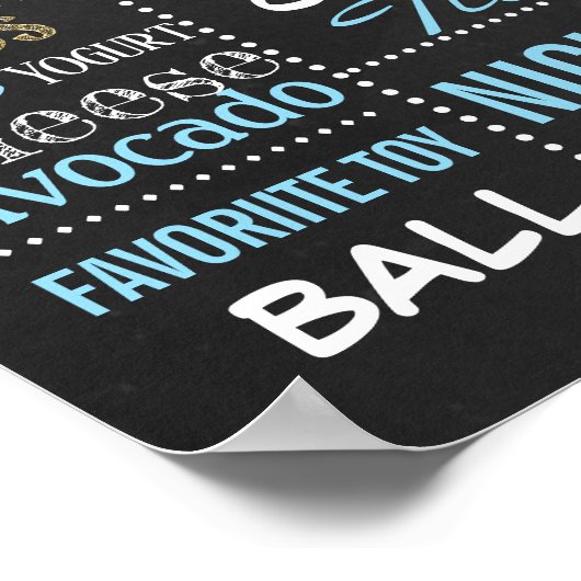 Confetti First Birthday chalkboard sign boy ポスター (角)