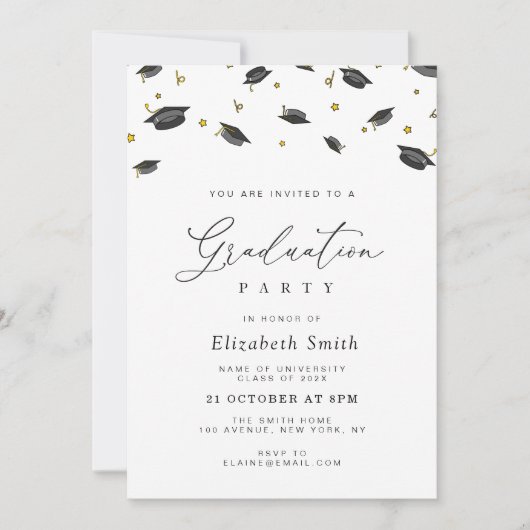 Confetti graduation party invitation 招待状 (正面)