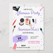 Confetti & Makeup Glamour Party Birthday 招待状 (正面)