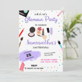 Confetti & Makeup Glamour Party Birthday 招待状 (スタンド正面)