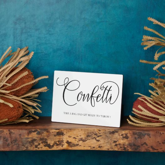 Confetti wedding sign Tabletop Plaque with Easel フォトプラーク (側面)