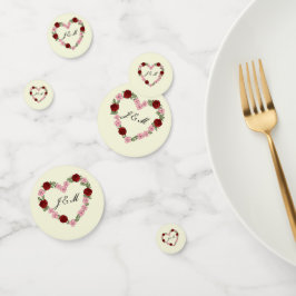 Confettis crème avec un cœur rose et rouge コンフェッティ