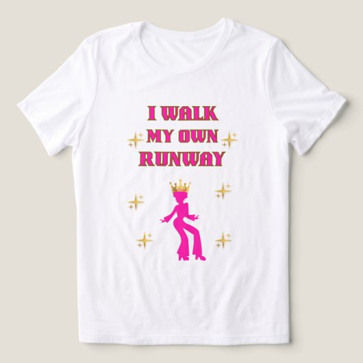 CONFIDENCE, I WALK WOMEN'S MODEL PINK WHITE トライブレンドＴシャツ (デザイン正面)