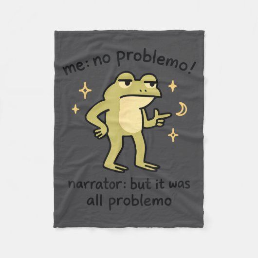 Confident Frog Meme Me No Problem Narrator Quote F フリースブランケット (正面)