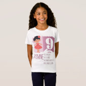 Confident Pink Ballerina Girl 9th Birthday Rhyme Tシャツ (正面フル)