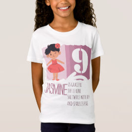 Confident Pink Ballerina Girl 9th Birthday Rhyme Tシャツ