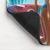 Confident Surfer Girl Walking Beach Waves Art マウスパッド (コーナー)