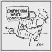 Confidential Waste Disposal Cartoon - Funny シール (正面)