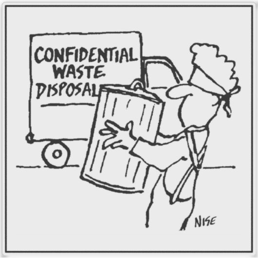 Confidential Waste Disposal Cartoon - Funny シール (正面)