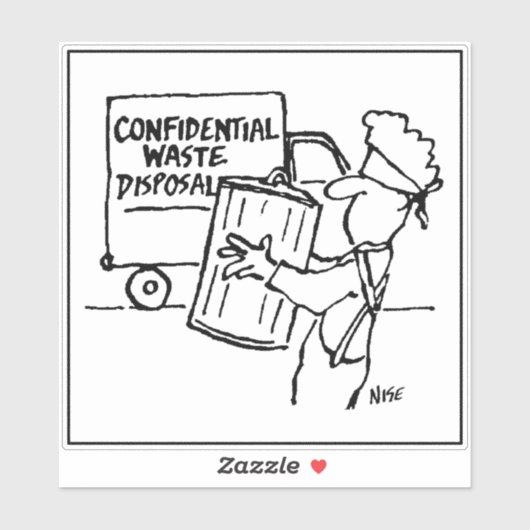 Confidential Waste Disposal Cartoon - Funny シール (シート)