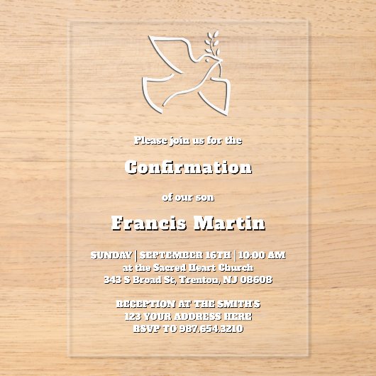 Confirmation Acrylic Invitations アクリル招待状 (正面)