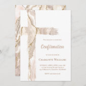 Confirmation beige pink agate Holy Cross 招待状 (正面/裏面)