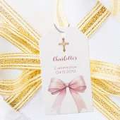 Confirmation blush pink bow cross girl DIY ギフトタグ