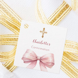 Confirmation blush pink bow cross girl DIY フェイバータグ