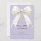 Confirmation bow ivory pearls girl lavender 招待状 (正面)