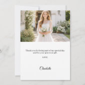 Confirmation bow white ivory pearls photo サンキューカード (裏面)