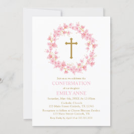 Confirmation Cherry Blossom floral Invitation  招待状