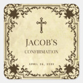Confirmation Elegant Vintage Antique Parchment スクエアシール (正面)