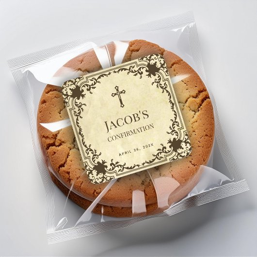 Confirmation Elegant Vintage Antique Parchment スクエアシール