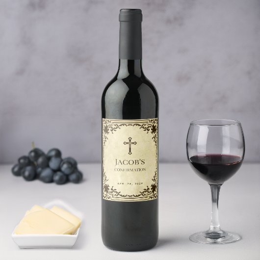 Confirmation Elegant Vintage Antique Parchment ワインラベル