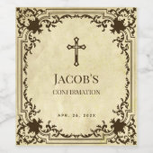 Confirmation Elegant Vintage Antique Parchment ワインラベル (シングルラベル)