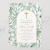 Confirmation Eucalyptus leaves Invitation 招待状 (正面/裏面)