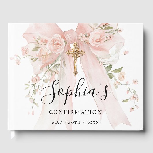 Confirmation Girl Pink Bow Roses Custom ゲストブック (正面)