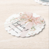 Confirmation Girl Pink Bow Roses Custom ペーパーコースター (アングル)