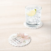 Confirmation Girl Pink Bow Roses Custom ペーパーコースター (インサイチュ)